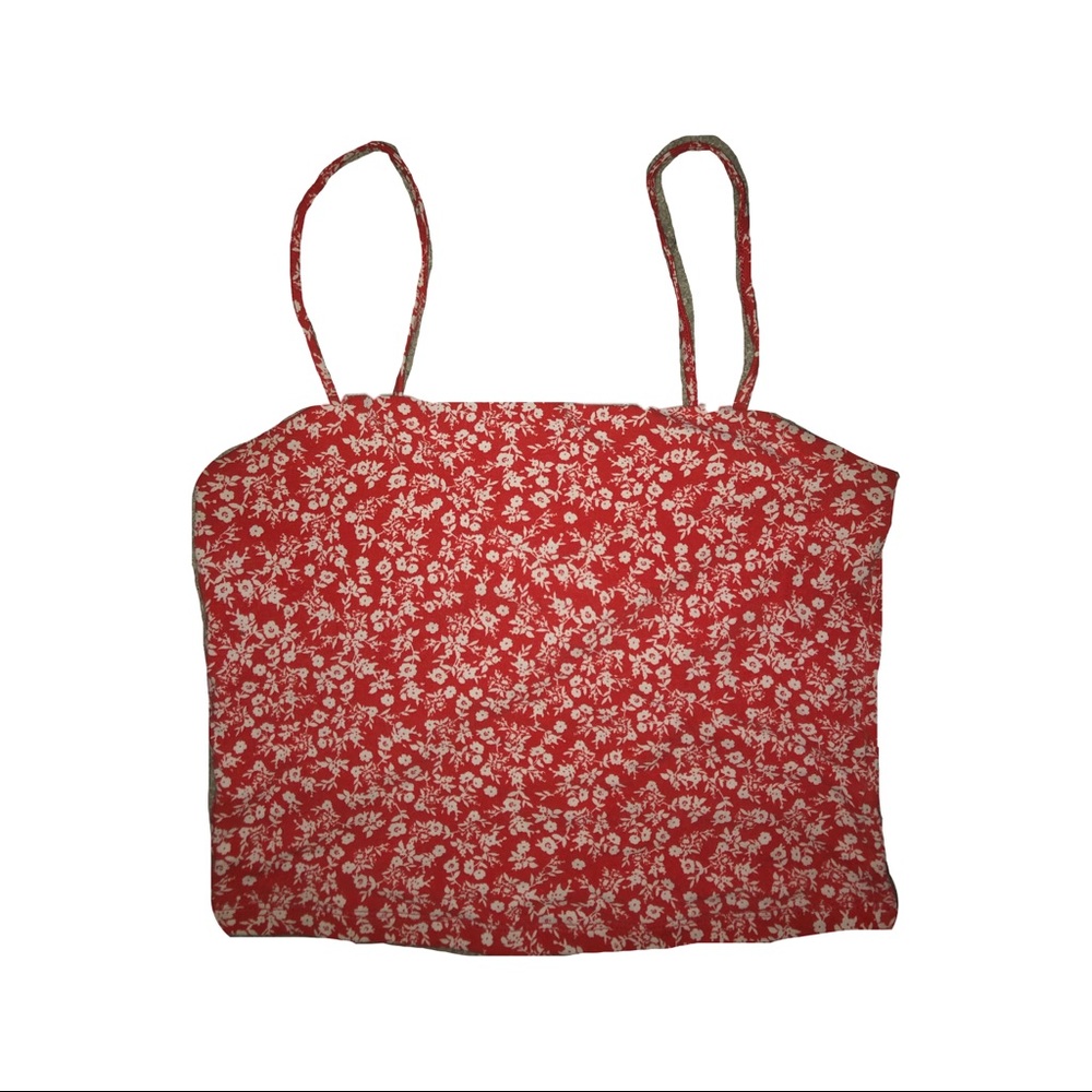 red floral crop top